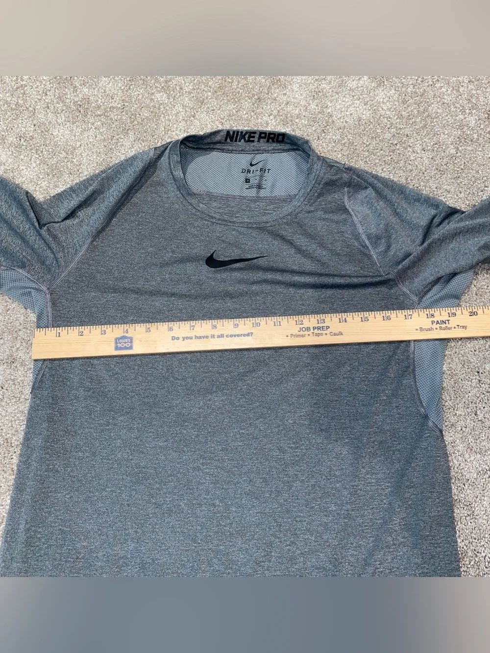 Nike Pro Dri-FIT Slim Long Sleeve Fitness Top Men’s M Gray Stretchy Gym Work Out